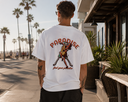 Find Your Paradise Oversize T-Shirt | Vintage Streetwear Shirt | Unisex Heavy Cotton Tee | Summer Backprint | Minimal Frontprint | Relaxed Fit