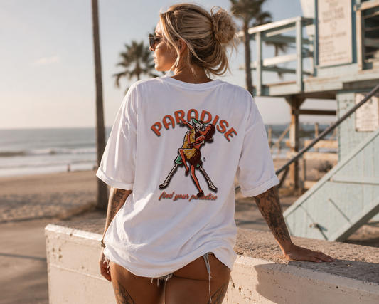 Find Your Paradise Oversize T-Shirt | Vintage Streetwear Shirt | Unisex Heavy Cotton Tee | Summer Backprint | Minimal Frontprint | Relaxed Fit